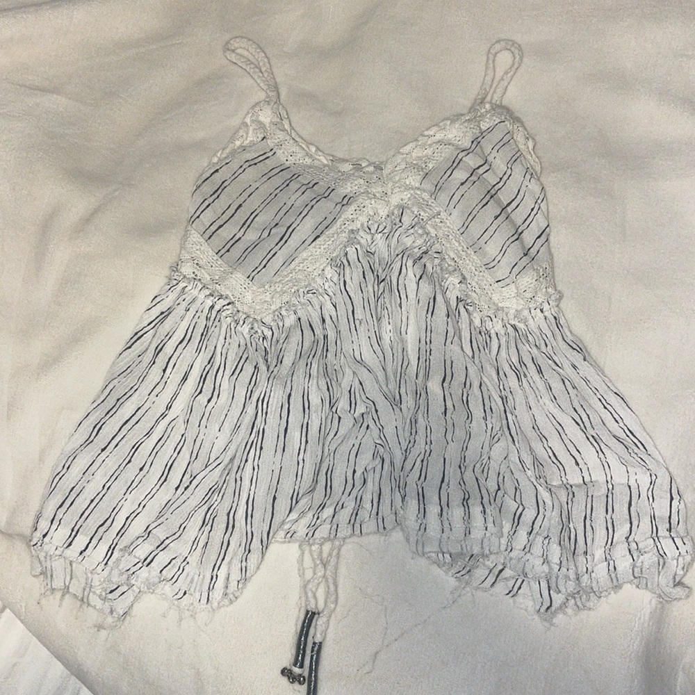 Surf Gypsy cream boho babydoll crochet tank